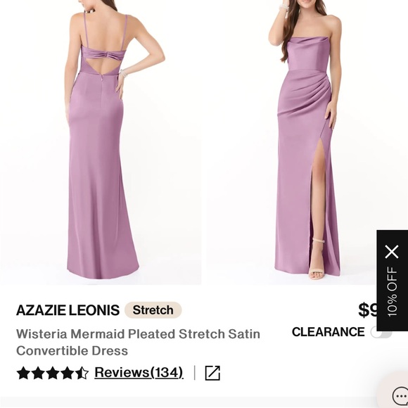 Azazie Strapless Satin Dress in Purple - Picture 3 of 9